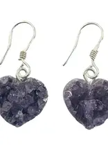 Earrings - Amethyst Heart- Sterling Silver- E-HTAM
