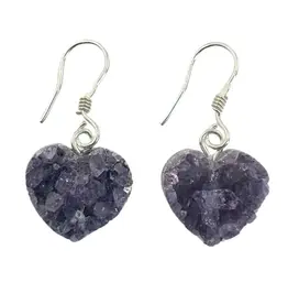 Earrings - Amethyst Heart- Sterling Silver- E-HTAM