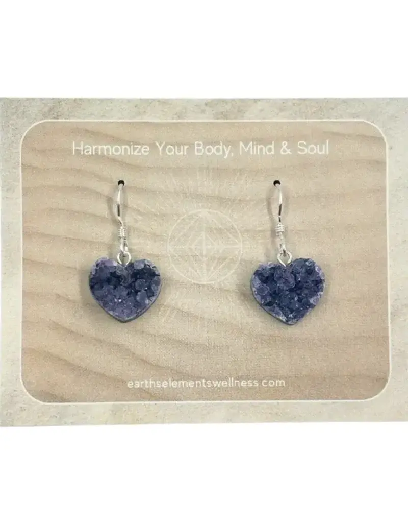 Earrings - Amethyst Heart- Sterling Silver- E-HTAM