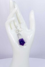 Pendulum - Gemstone with Lotus - Clear Quartz & Amethyst - 61449