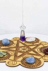 Pendulum - Gemstone with Lotus - Clear Quartz & Amethyst - 61449