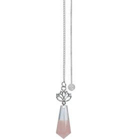 Pendulum - Gemstone with Lotus - Clear Quartz & Rose Quartz - 61450