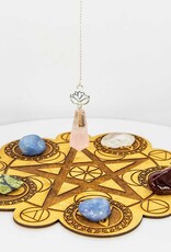 Pendulum - Gemstone with Lotus - Clear Quartz & Rose Quartz - 61450