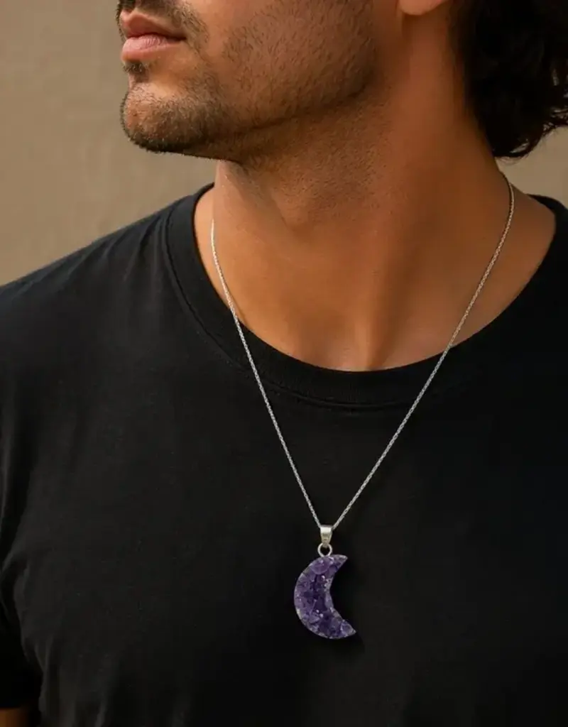 Pendant - Amethyst Moon- Sterling Silver- P-MA