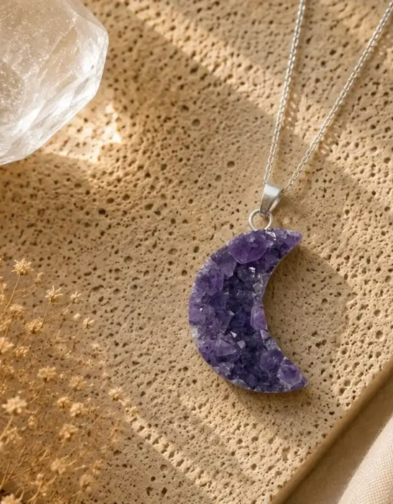 Pendant - Amethyst Moon- Sterling Silver- P-MA