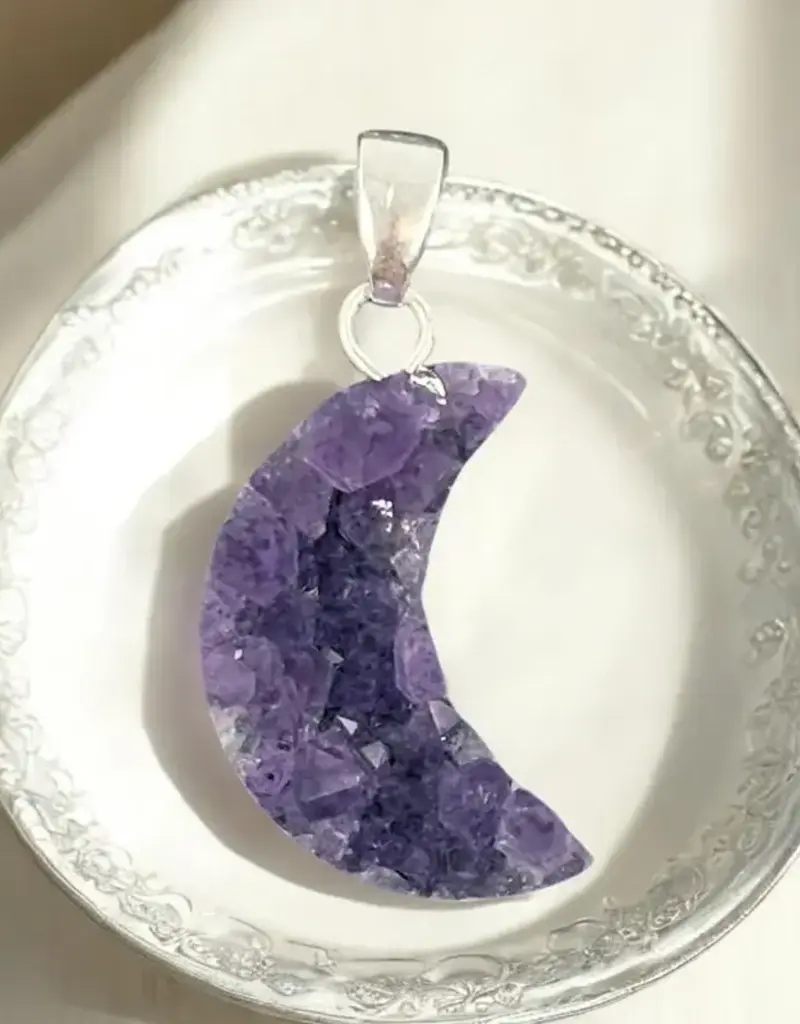 Pendant - Amethyst Moon- Sterling Silver- P-MA