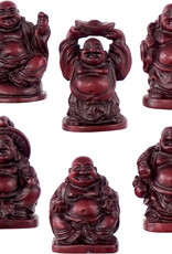 Feng Shui Figurines - Polyresin 1 inch Buddha Redstone - 6 Piece Set - 32108