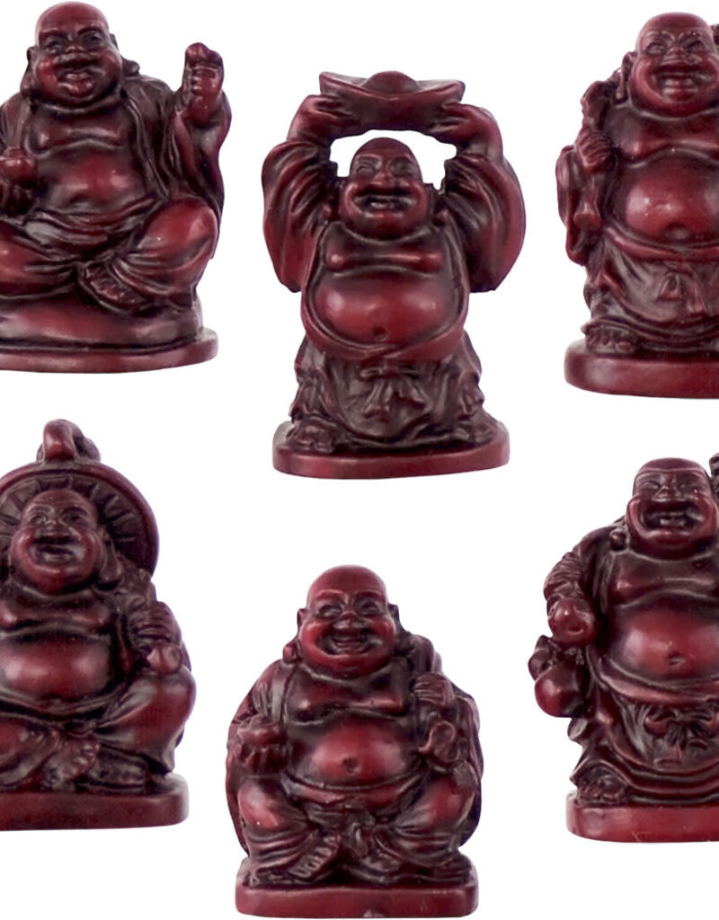 Feng Shui Figurines - Polyresin 1 inch Buddha Redstone - 6 Piece Set - 32108