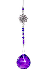 Hanging Crystal Cut Glass Lotus Purple - 62910