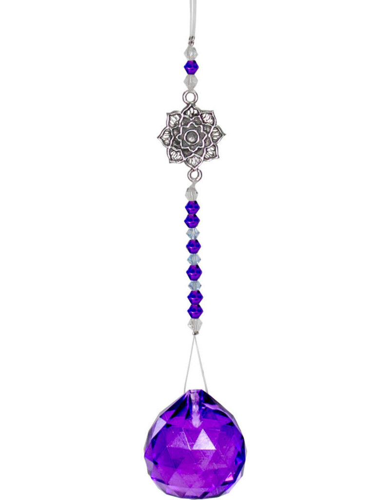 Hanging Crystal Cut Glass Lotus Purple - 62910