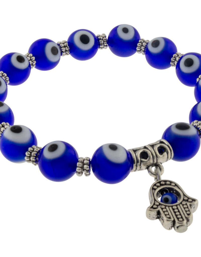 Bracelet-  Evil Eye Protection Cobalt Blue with Fatima Hand - 98797