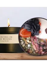 Candle - Dancing in the Woods -Carnelian, Rhyolite, Rhodonite, Rainbow Tourmaline, Chalcopyrite - 8 oz