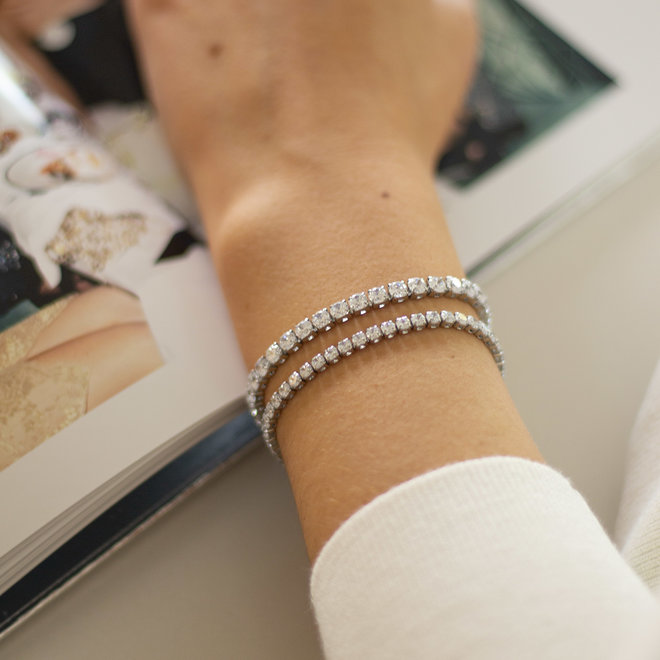 Bracelet Tennis zircons 4mm Cassia - Argent