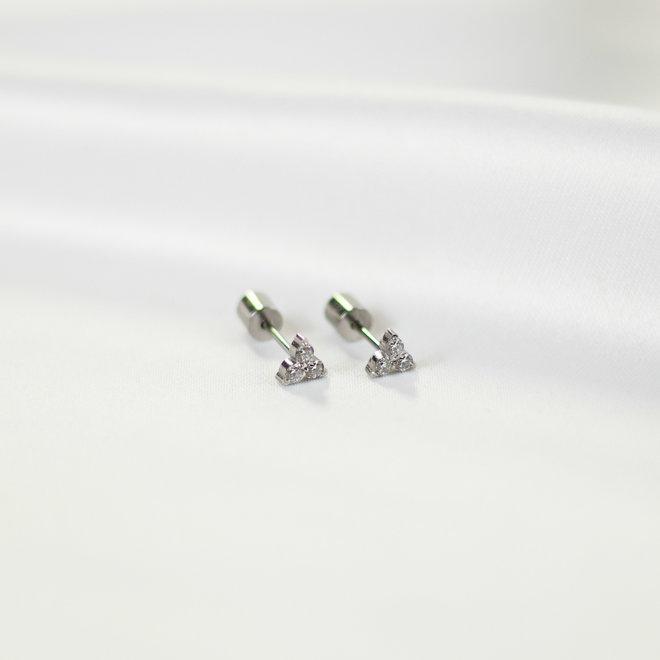 Boucles d'oreilles trio zircons Jasmin