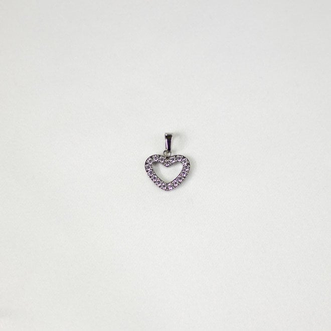 Pendentif Coeur de Marie zircons - Argent