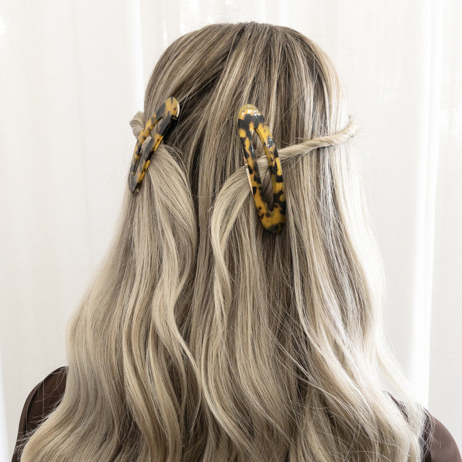 Ensemble de 2 barrettes à cheveux ovale - Léopard