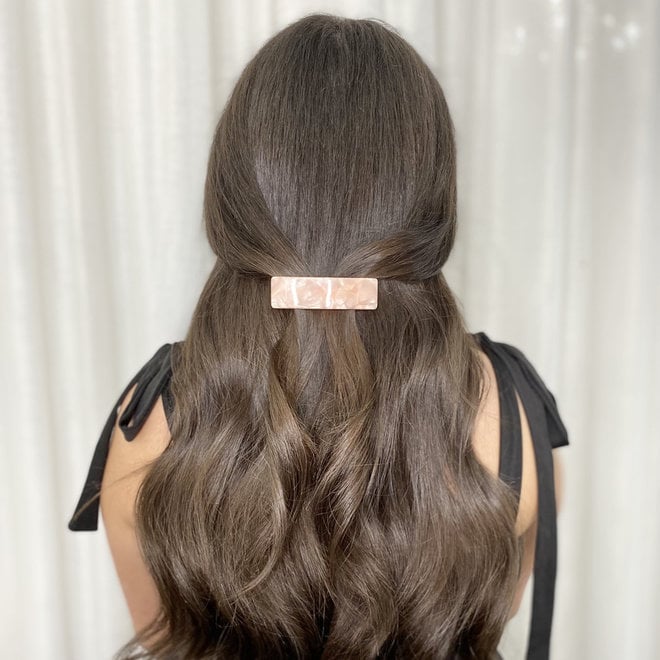 Barrette à cheveux  la voute rectangulaire - Rose nacré