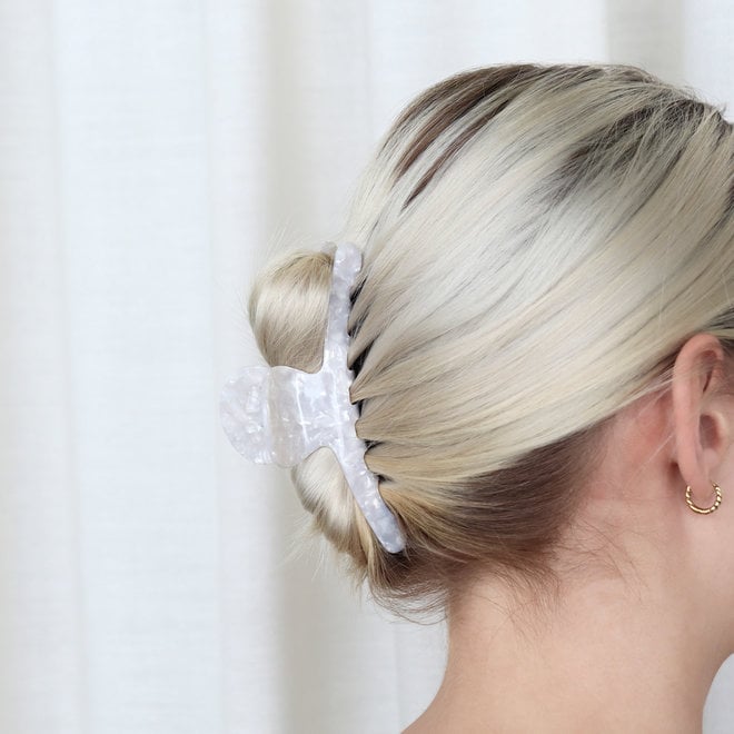 Pince à cheveux minimaliste - Blanc nacré