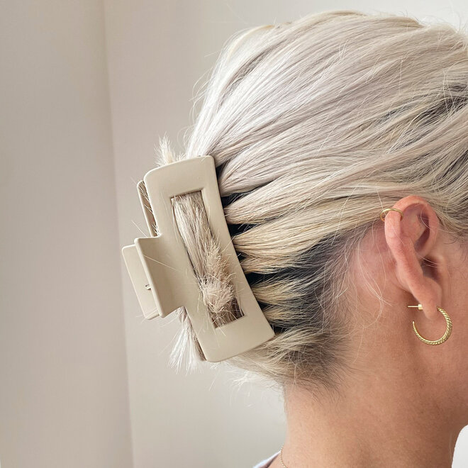 Pince à cheveux ajourée longue - Cappucino