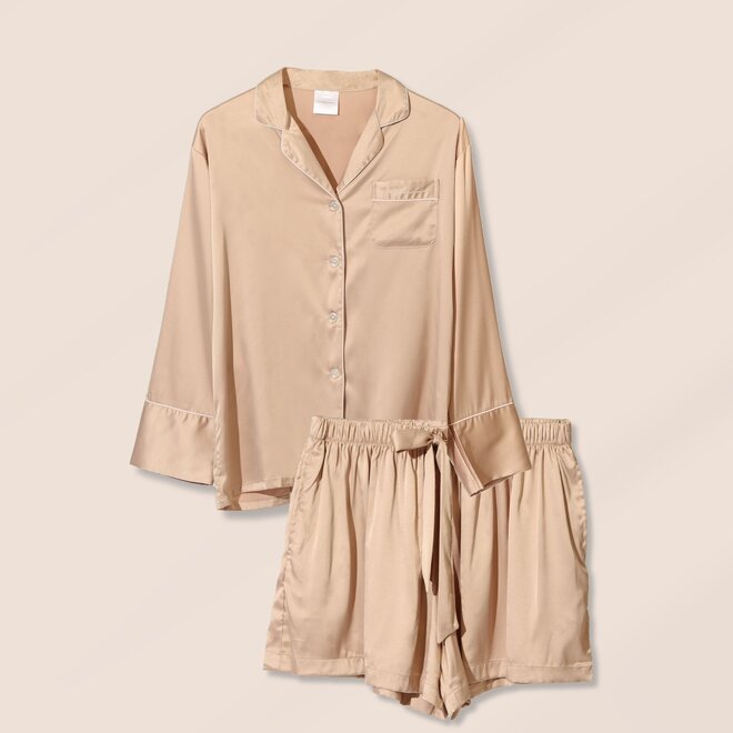 Ensemble de pyjama satiné - Champagne