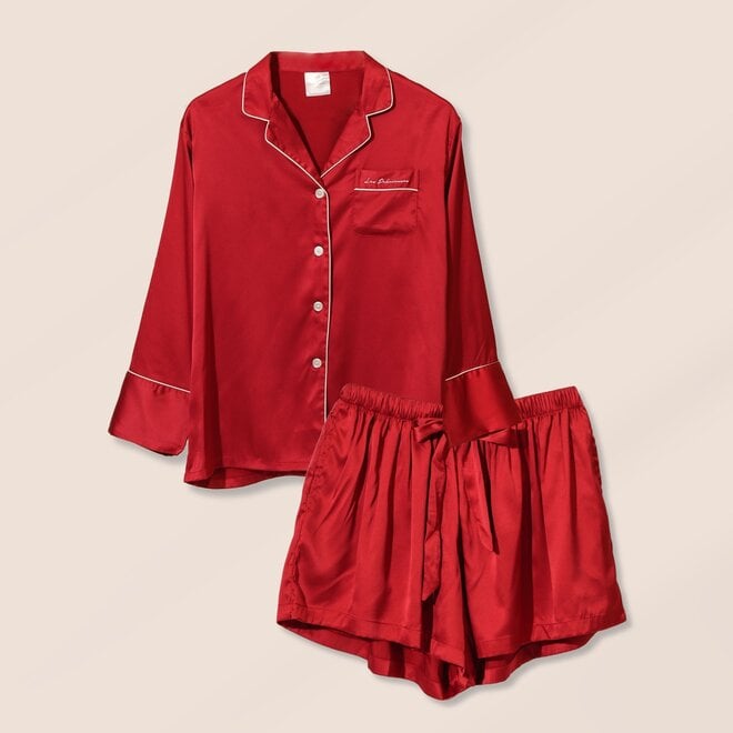 Ensemble de pyjama satiné - Bordeaux