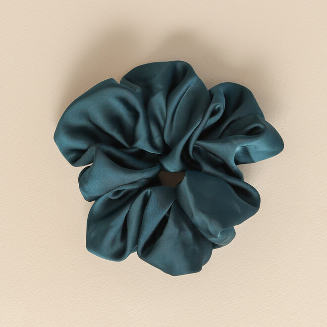 Chouchou satiné - Bleu paon