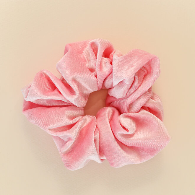 Chouchou en velours - Rose bebe