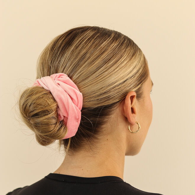 Chouchou en velours - Rose bebe