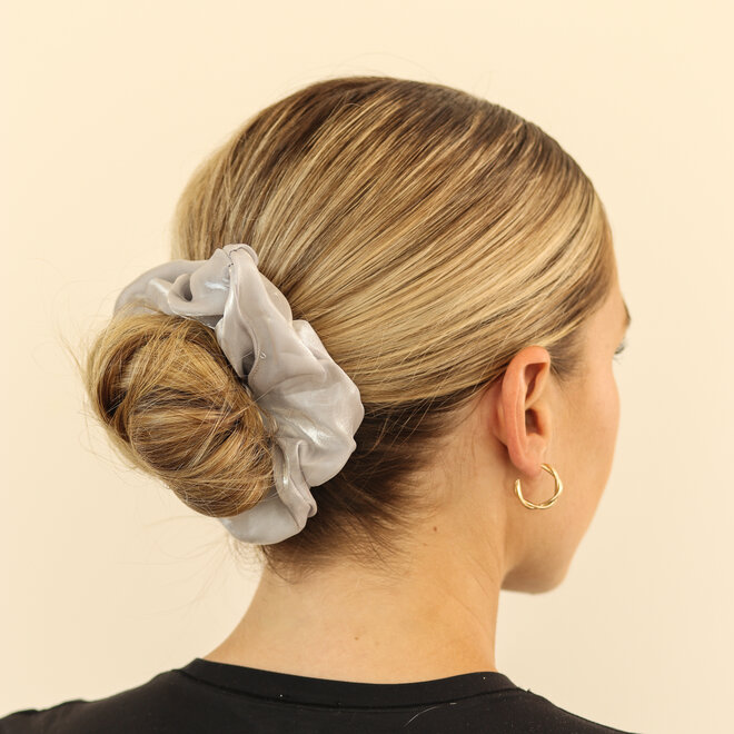 Chouchou en organza - Gris argenté