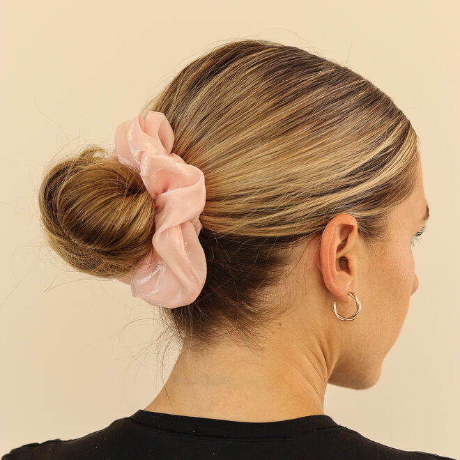 Chouchou en organza - Rose bébé