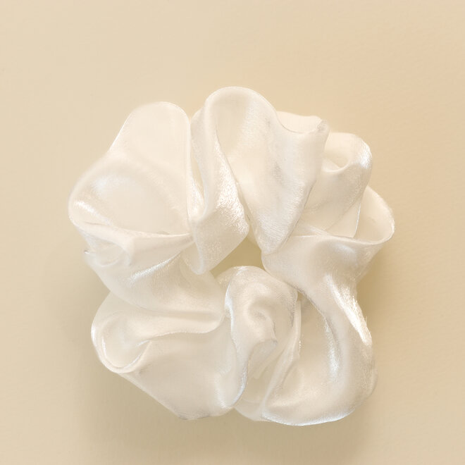 Chouchou en organza - Blanc perlé