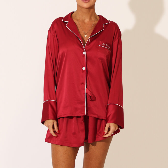 Ensemble de pyjama satiné - Bordeaux