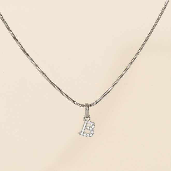 Collier Lettre zircons - Argent
