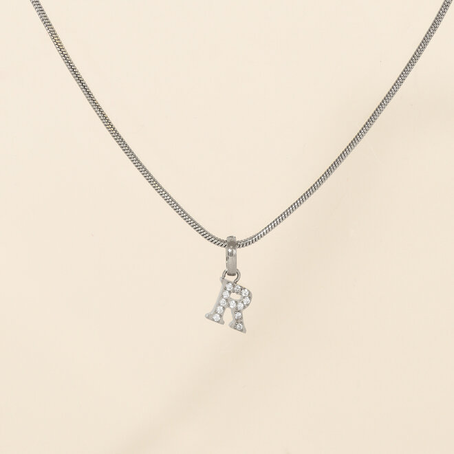 Collier Lettre zircons - Argent