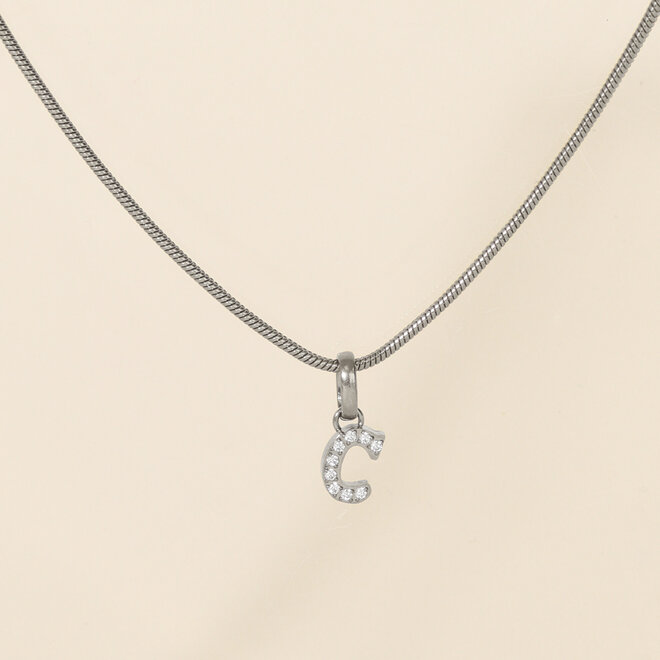Collier Lettre zircons - Argent