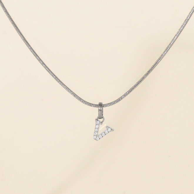 Collier Lettre zircons - Argent