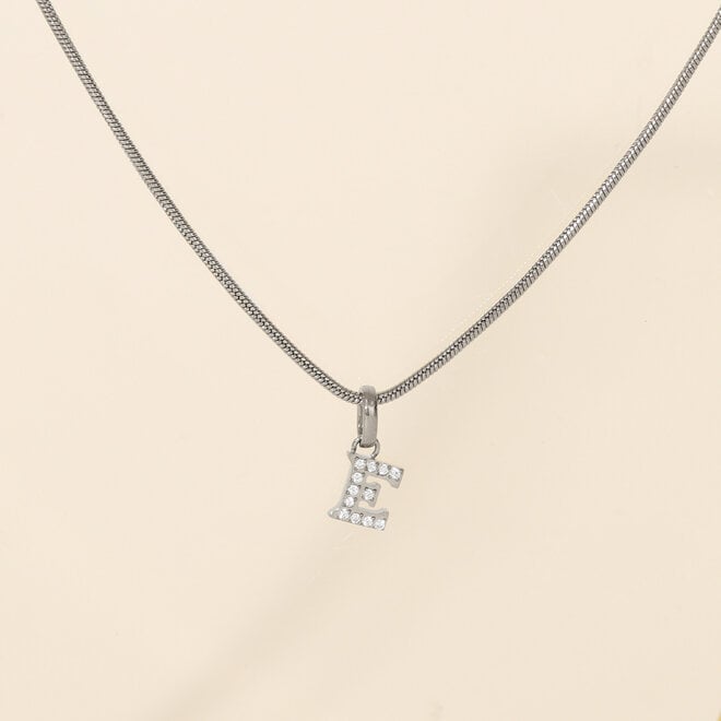 Collier Lettre zircons - Argent