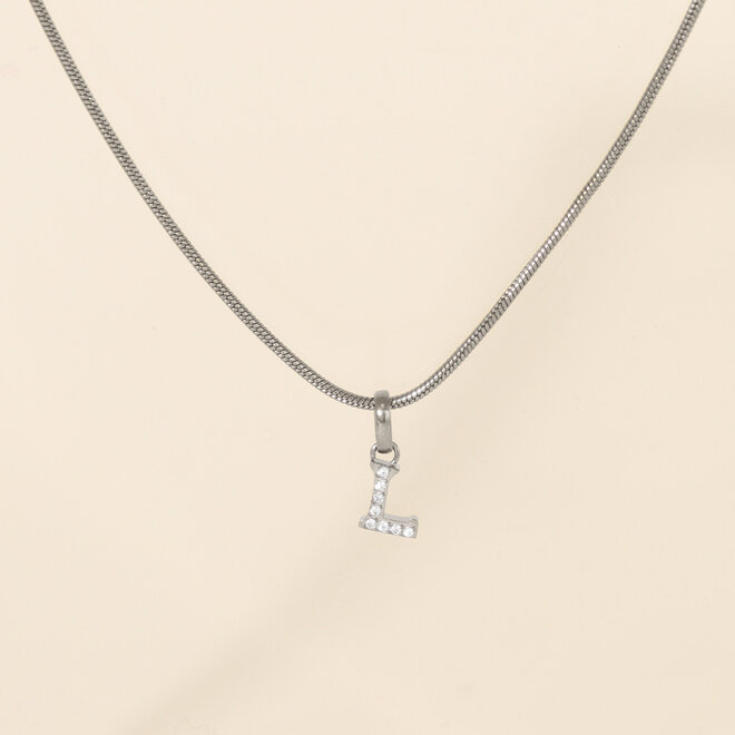 Collier Lettre zircons - Argent