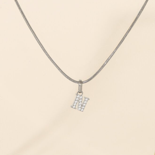Collier Lettre zircons - Argent