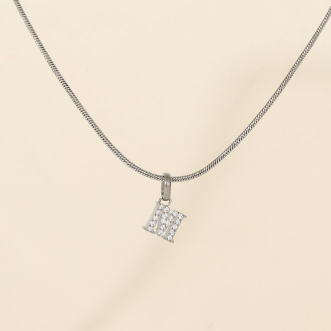 Collier Lettre zircons - Argent
