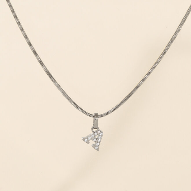 Collier Lettre zircons - Argent
