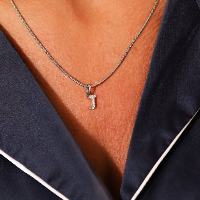 Collier Lettre zircons - Argent