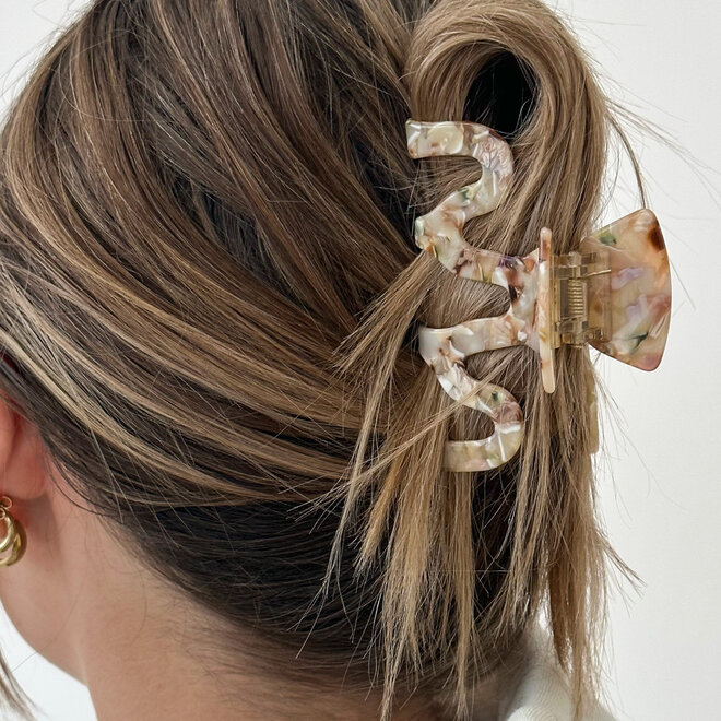 Pince à cheveux vaguée - Fleurs nacré