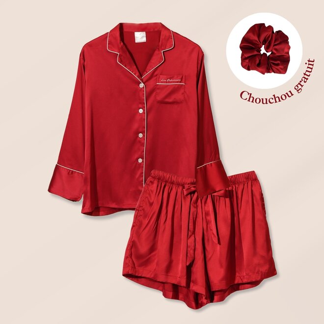 Ensemble de pyjama satiné - Bordeaux