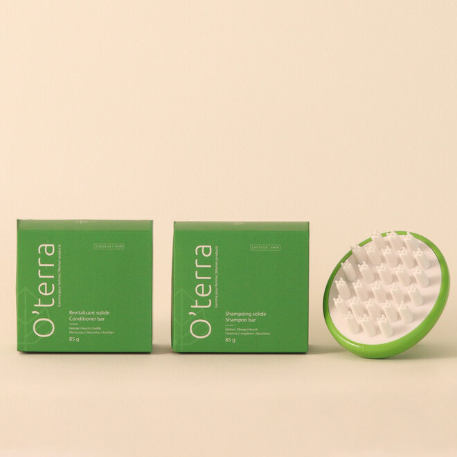 Trio capillaire shampoing, revitalisant et brosse