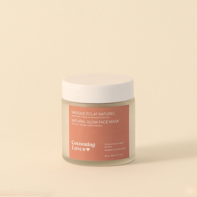 Masque éclat naturel Argile rose, Rose de damas & hibiscus - 60g
