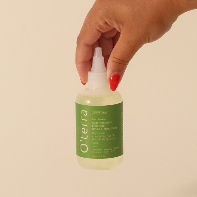 Huile Stimulante Prélavage de Cuir Chevelu Basilic et Ylang-ylang
