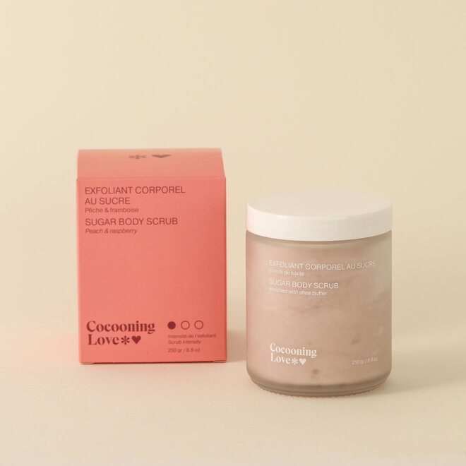 Exfoliant corps au sucre – Pêche & Framboise