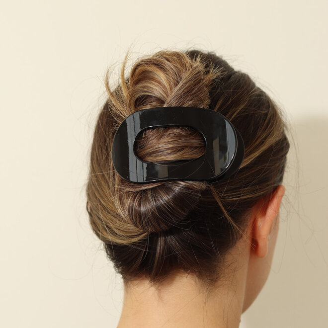 Pince à cheveux plate ovale - Noir