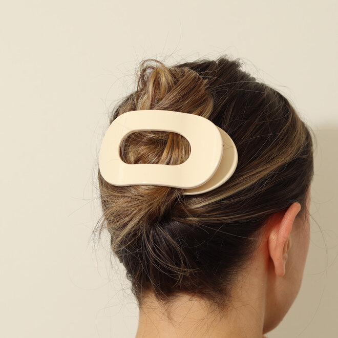 Pince à cheveux plate ovale - Crème